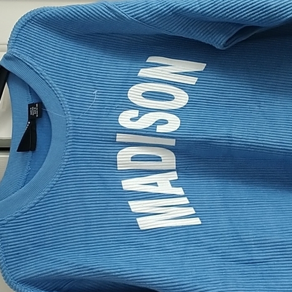 Pennant Blue MADISON Pullover Ribbed Sweatshirt M - Picture 3 of 9